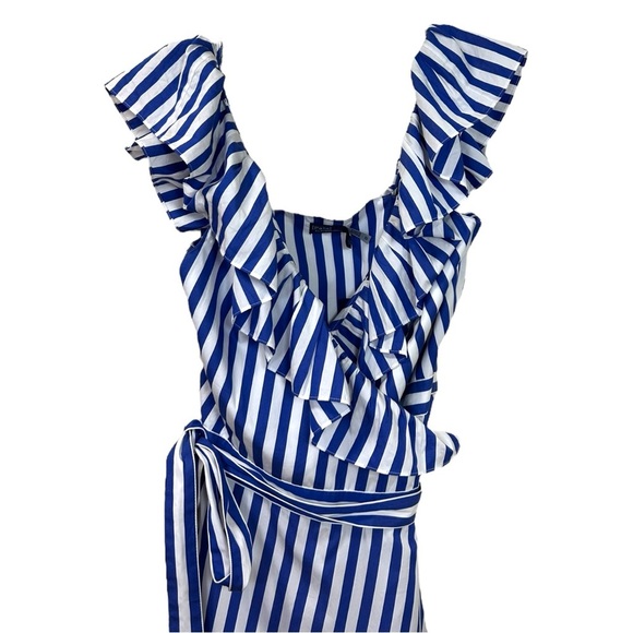 Polo Ralph Lauren, NWT Women’s ‘Avlne’ Stripe Midi Wrap Dress Blue/White, Size 6 - Picture 4 of 8
